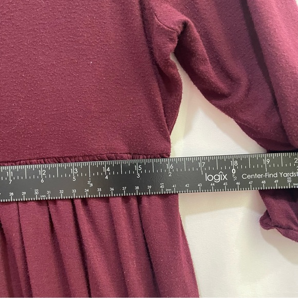 Daisy Fuentes Burgandy Cotton Empire Waist Midi Dress Sz Large - Picture 8 of 9